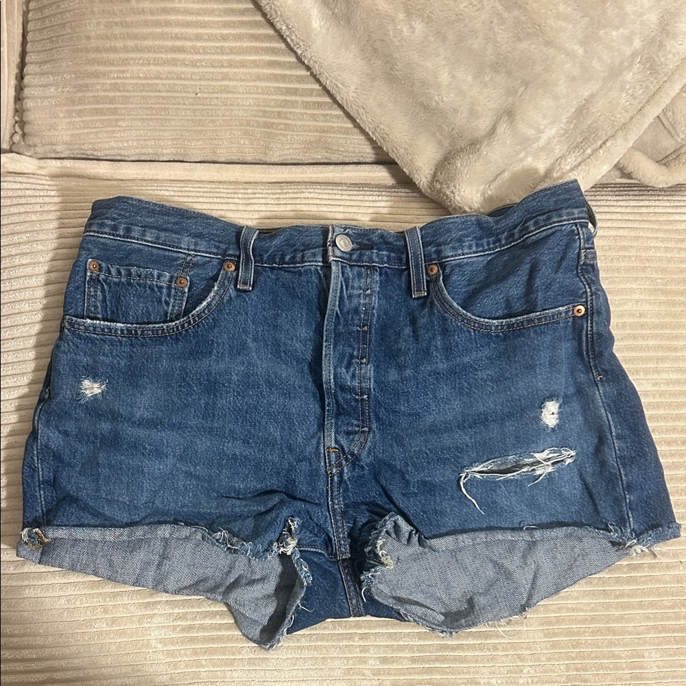 Levi's 501 Distressed Blue Jean Shorts